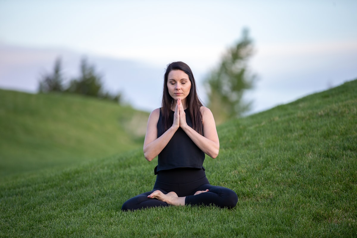 Woman practicing wellness routine